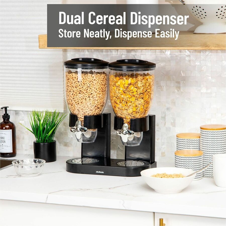 Image of Mind Reader CEREALD2-BLK Double Cereal Dispenser, Food, Food Storage, Storing, Black, 1 Each