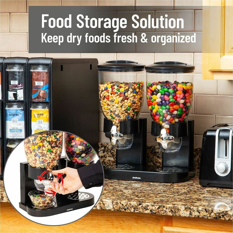 Image of Mind Reader CEREALD2-BLK Double Cereal Dispenser, Food, Food Storage, Storing, Black, 1 Each