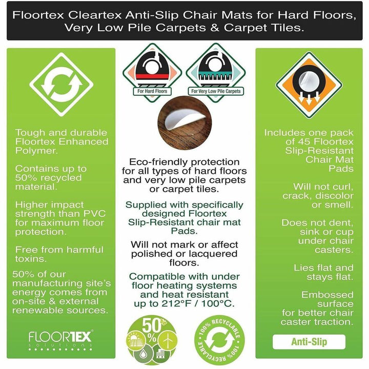 Image of Floortex NRCMFLPD0001 Cleartex Evolutionmat Chair Mat, Carpet, Hard Floor, Floor, Rectangular, Plastic, Polymer, Clear, 1 Each