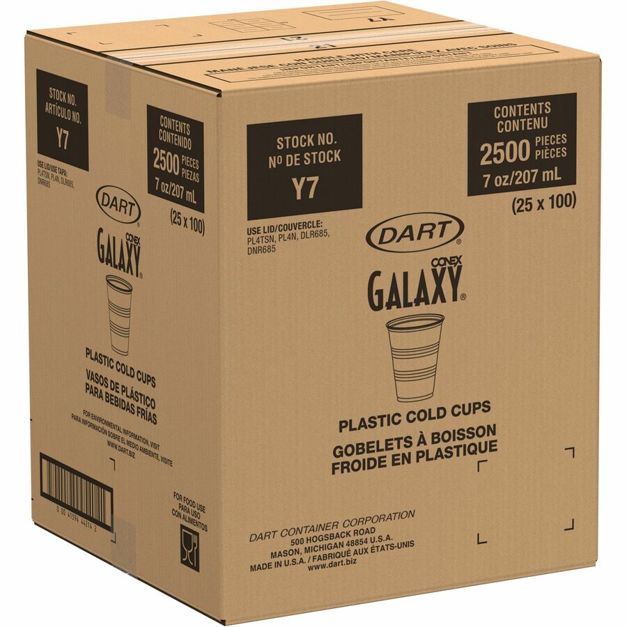 Image of SOLO® Cold Cups, Plastic, 7oz., 2500/CT, Translucent