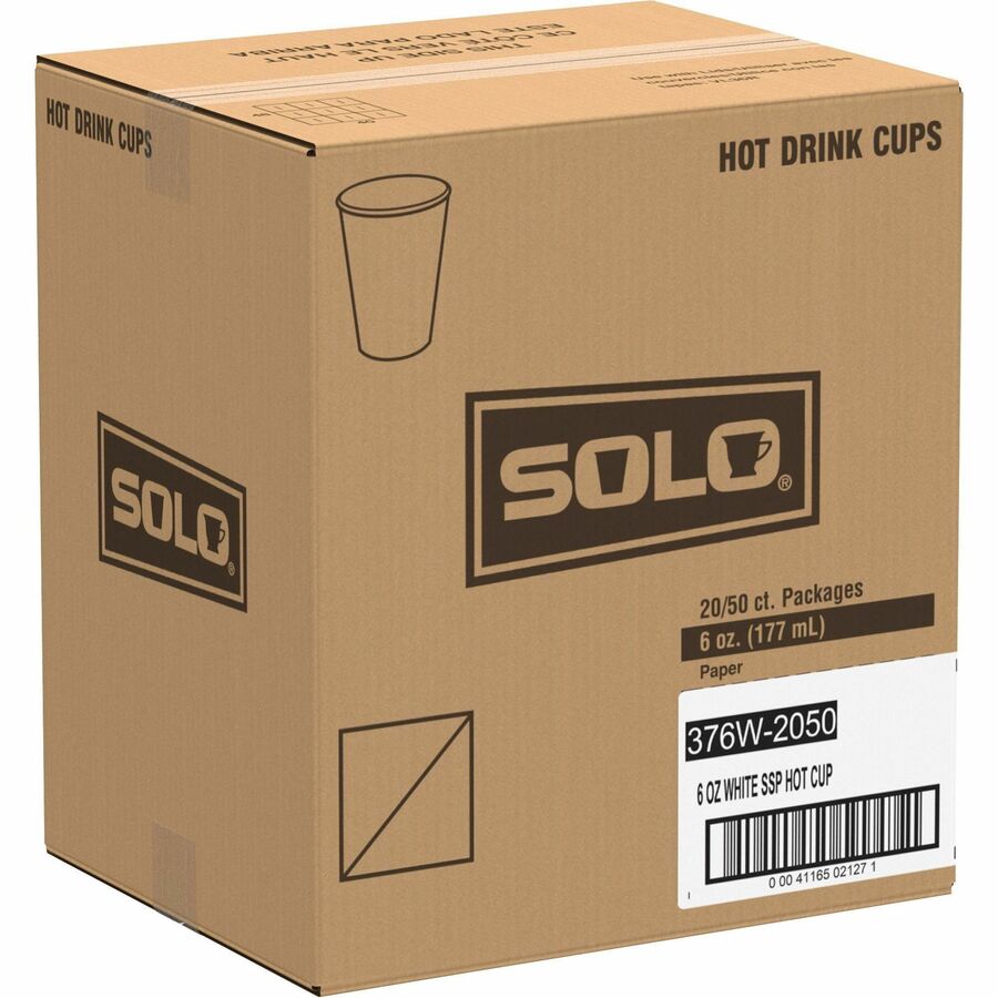 Image of SOLO® Paper Hot Cups, 6oz., 1000/CT, White