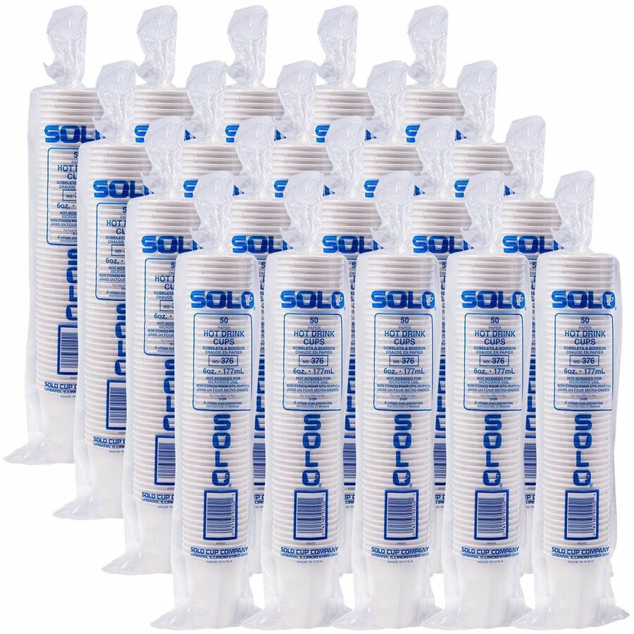 Image of SOLO® Paper Hot Cups, 6oz., 1000/CT, White