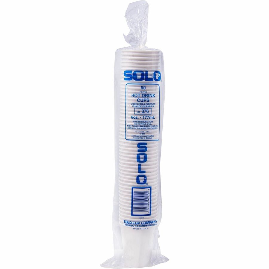 Image of SOLO® Paper Hot Cups, 6oz., 1000/CT, White