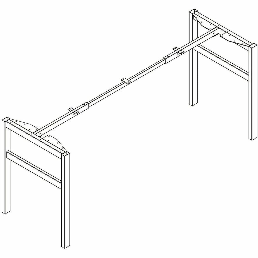 Image of Lorell 16283 Table Base, Powder Coated H-shaped, Silver Base, 28.50" H x 71.60" W x 23.20" Depth, Metal Base Material, 1 Each