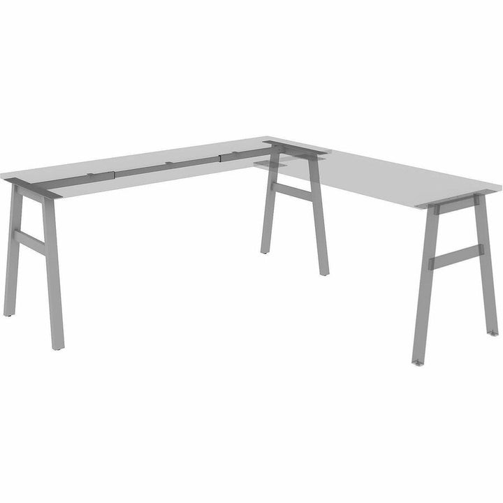 Image of Lorell 16289 Table Base, Powder Coated A-shaped, Silver Base, 28.50" H x 71.60" W x 23.20" Depth, Metal Base Material, 1 Each