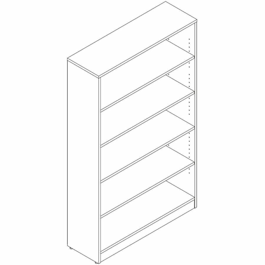 Image of Lorell 66342 Sturdy 5-Shelf Bookcase, 5 x Shelf(ves), Modern Elm, Assembly Required, 1 Each