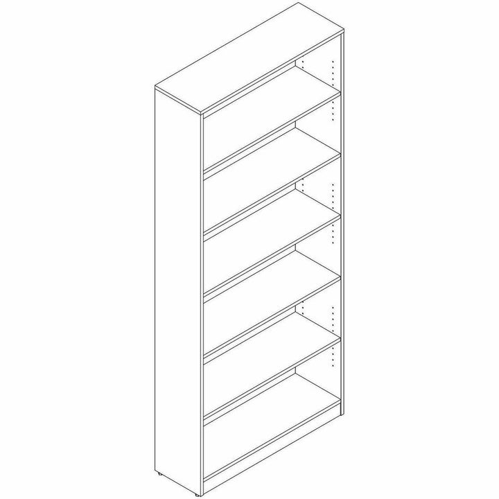Image of Lorell 66344 Sturdy 6-Shelf Bookcase, 6 x Shelf(ves), Modern Elm, Assembly Required, 1 Each