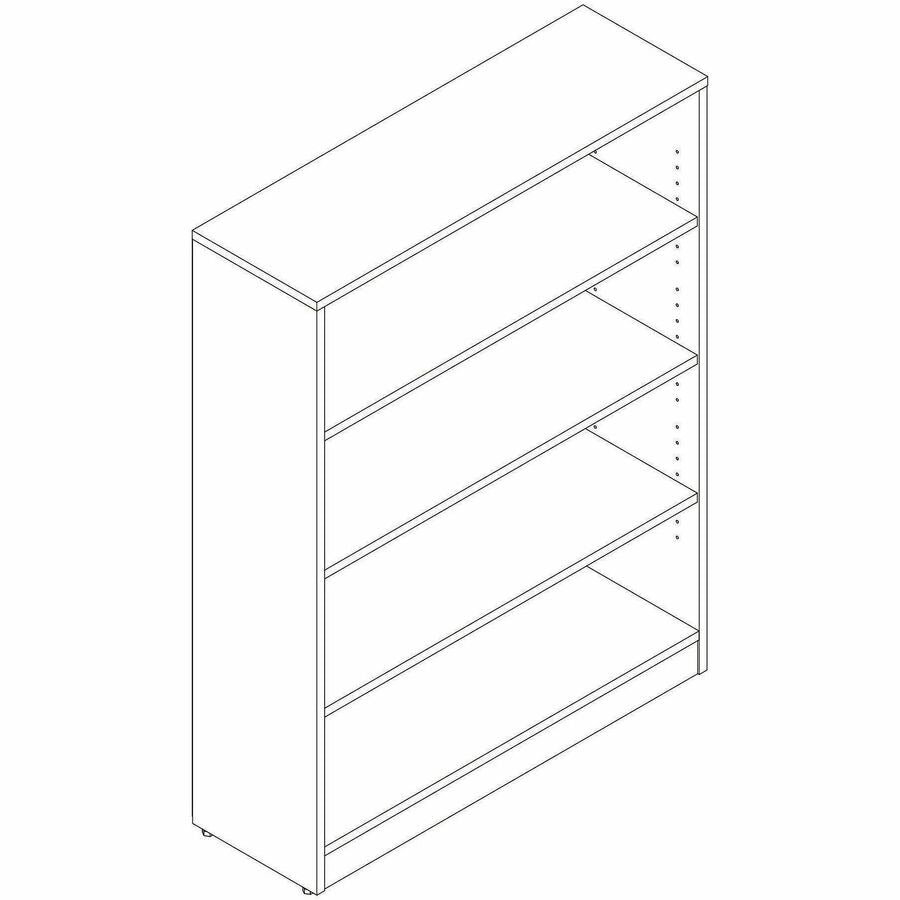 Image of Lorell 66341 Sturdy 4-Shelf Bookcase, 4 x Shelf(ves), Modern Elm, Assembly Required, 1 Each