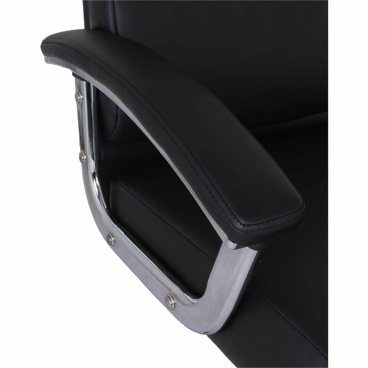 Image of Lorell 20028 Vuelo Modern Bonded-Leather Office Chairs, Bonded Leather Seat Material, Mid Back, Black, Armrest, 1 Each