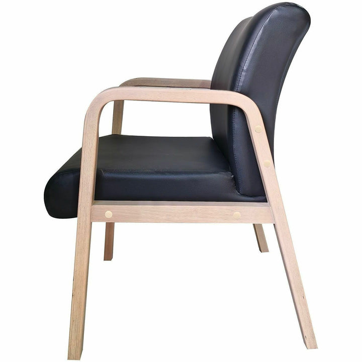 Image of Lorell 40214 Solid Wood Frame Guest Chair, Solid Wood Frame Material, Four-legged Base, Black, Modern Elm, Bonded Leather, Armrest, 1 Each