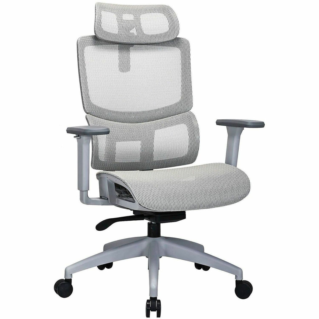 Image of Lorell 63201 Ripley All-Mesh High-Back Chair with Articulating Lumbar Support, Mesh Back Material, High Back, Gray, Mesh, 1 Each