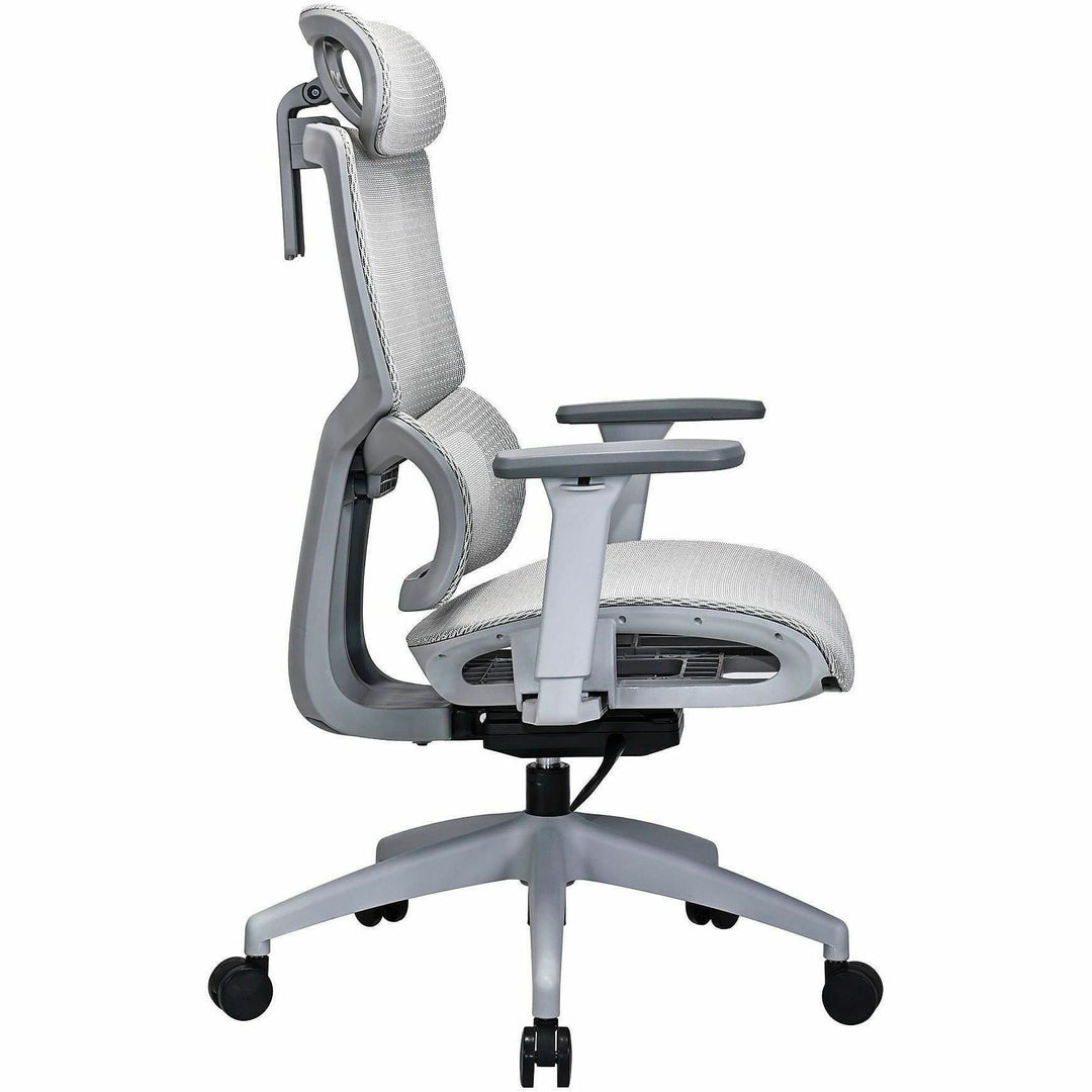 Image of Lorell 63201 Ripley All-Mesh High-Back Chair with Articulating Lumbar Support, Mesh Back Material, High Back, Gray, Mesh, 1 Each