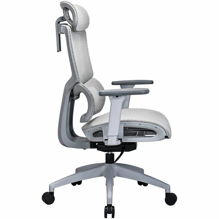 Image of Lorell 63201 Ripley All-Mesh High-Back Chair with Articulating Lumbar Support, Mesh Back Material, High Back, Gray, Mesh, 1 Each