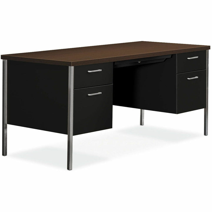 Image of HON® 34000 Series Double Pedestal Desk, 60" X 30" X 29.5", Mocha/black