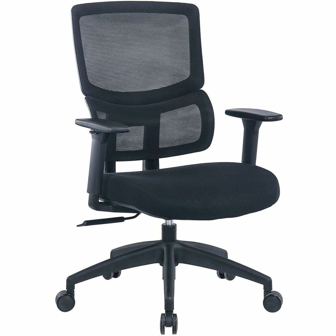Image of Lorell 63204 Ripley Mid Mesh-Back Chair with Articulating Lumbar Support, Mid Back, Black, Fabric, Mesh, 1 Each