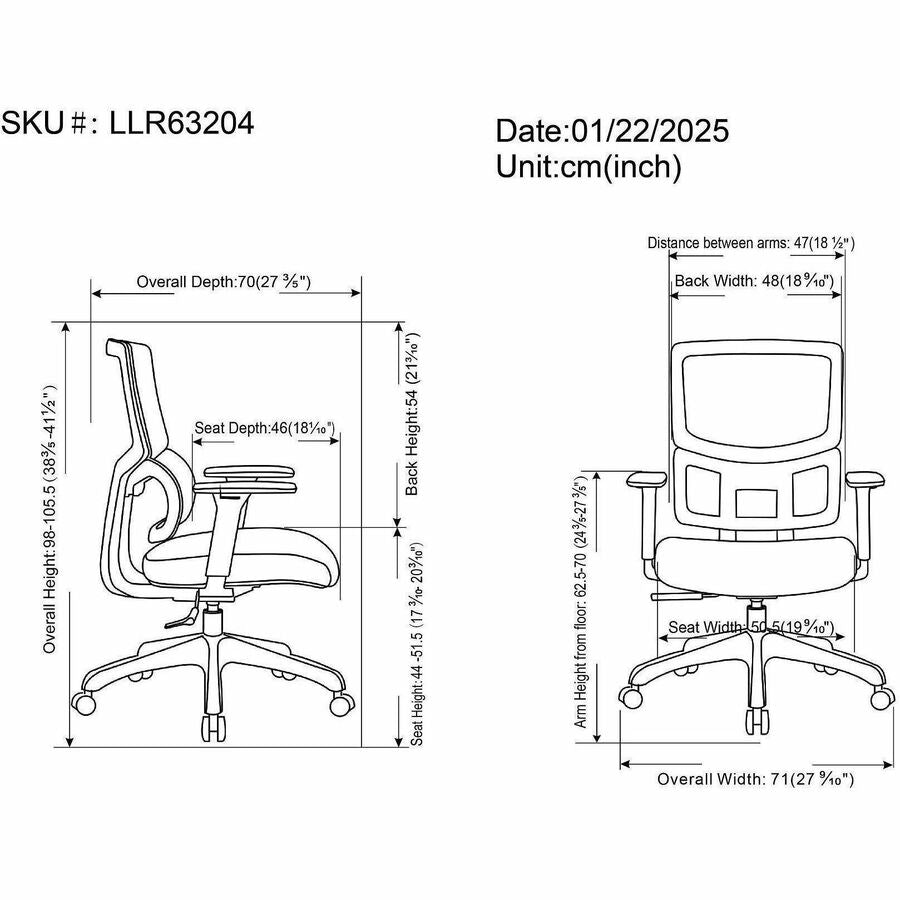 Image of Lorell 63204 Ripley Mid Mesh-Back Chair with Articulating Lumbar Support, Mid Back, Black, Fabric, Mesh, 1 Each