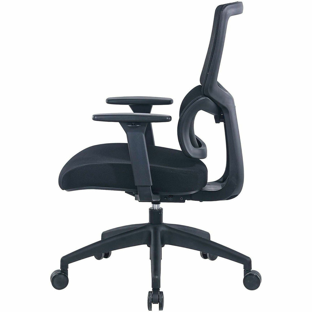 Image of Lorell 63204 Ripley Mid Mesh-Back Chair with Articulating Lumbar Support, Mid Back, Black, Fabric, Mesh, 1 Each