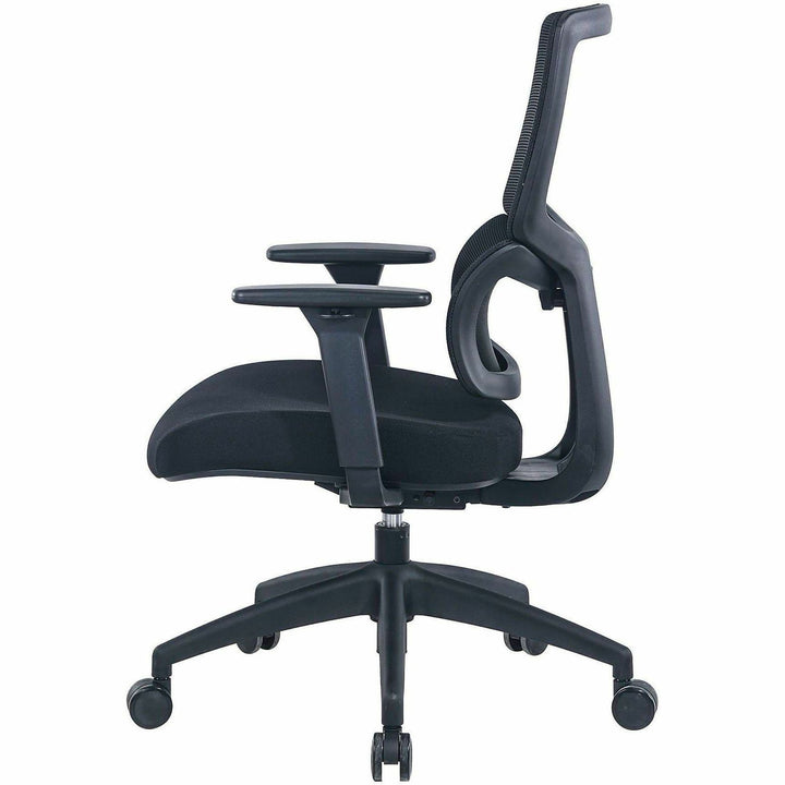Image of Lorell 63204 Ripley Mid Mesh-Back Chair with Articulating Lumbar Support, Mid Back, Black, Fabric, Mesh, 1 Each