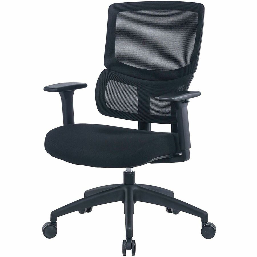 Image of Lorell 63204 Ripley Mid Mesh-Back Chair with Articulating Lumbar Support, Mid Back, Black, Fabric, Mesh, 1 Each