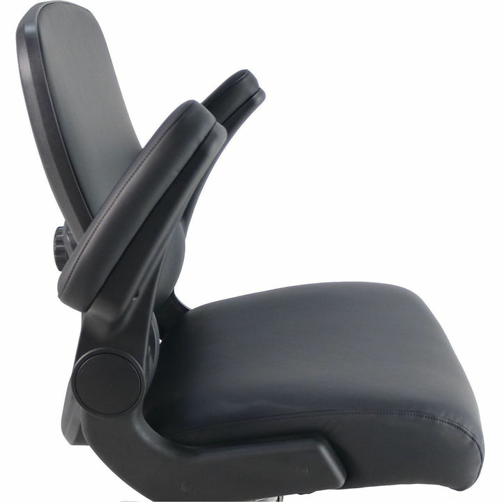 Image of Lorell 40221 Big & Tall Flip Arm Chair, Black, Vinyl, Armrest, 1 Each