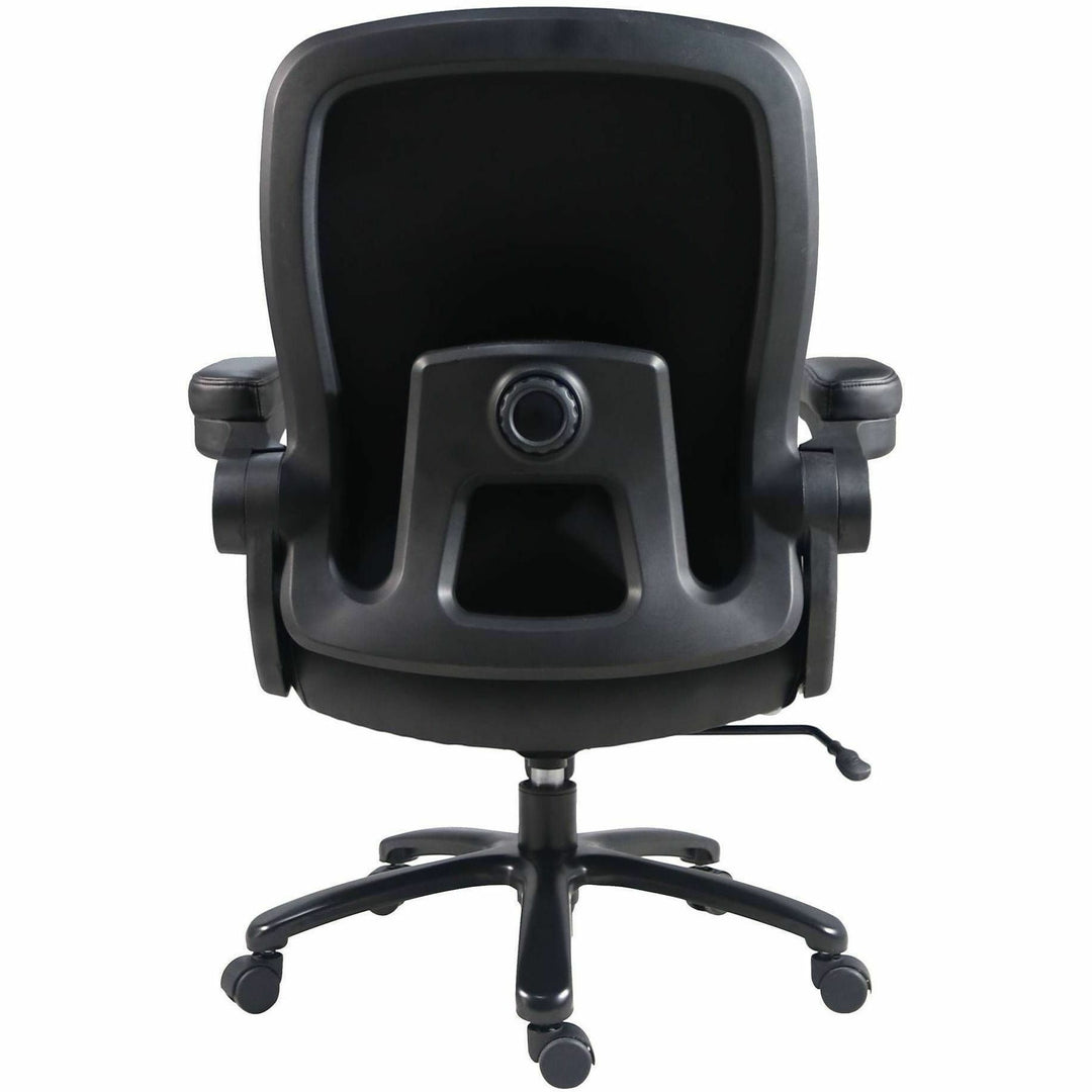 Image of Lorell 40221 Big & Tall Flip Arm Chair, Black, Vinyl, Armrest, 1 Each