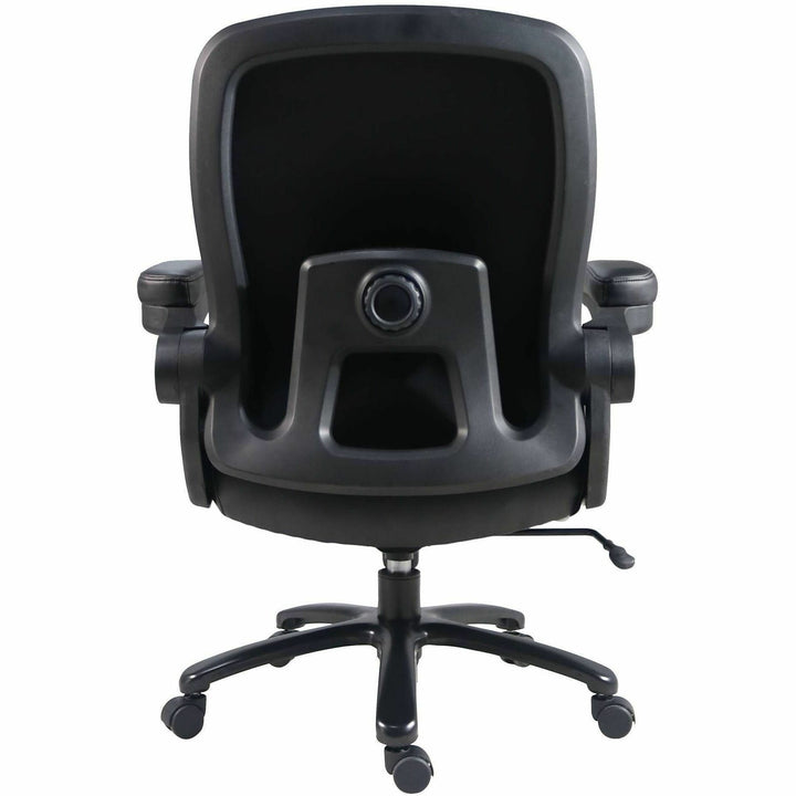 Image of Lorell 40221 Big & Tall Flip Arm Chair, Black, Vinyl, Armrest, 1 Each