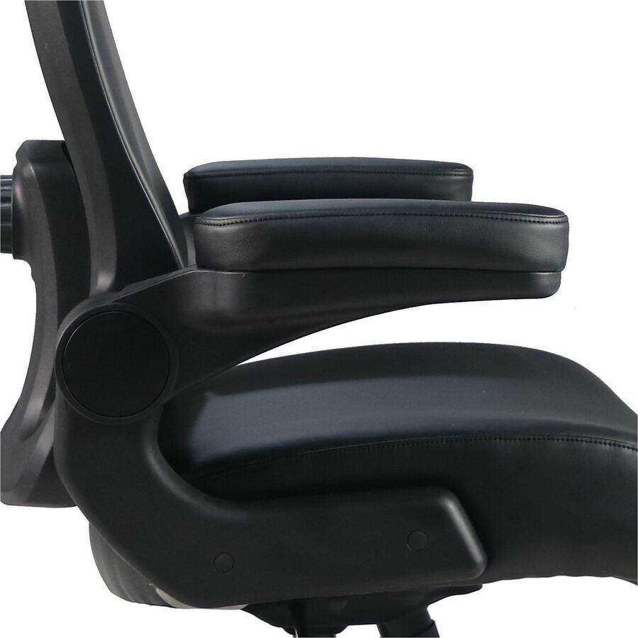 Image of Lorell 40221 Big & Tall Flip Arm Chair, Black, Vinyl, Armrest, 1 Each