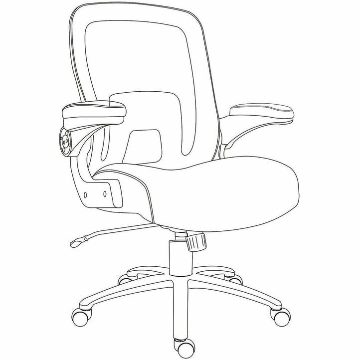 Image of Lorell 40221 Big & Tall Flip Arm Chair, Black, Vinyl, Armrest, 1 Each