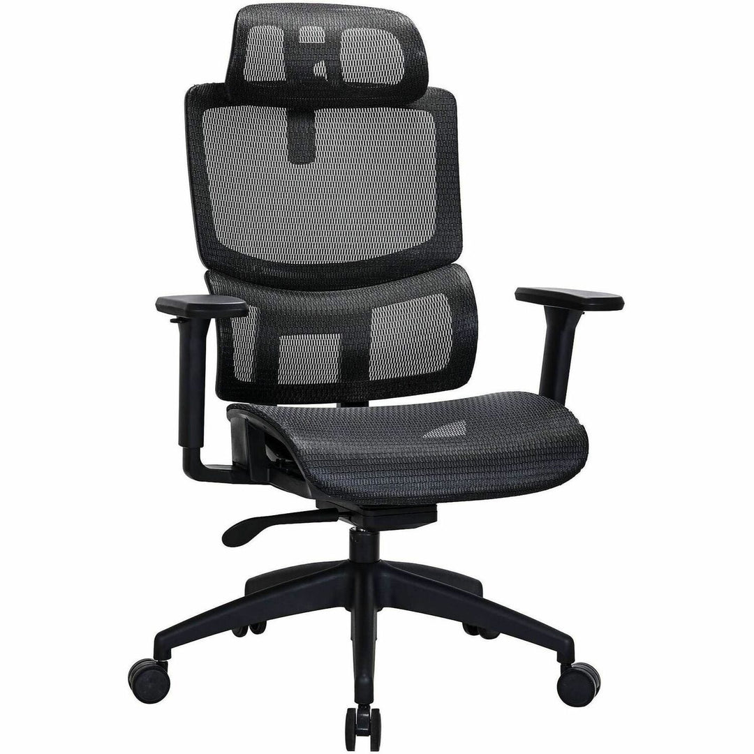 Image of Lorell 63200 Ripley All-Mesh High-Back Chair with Articulating Lumbar Support, Mesh Back Material, High Back, Black, Mesh, 1 Each