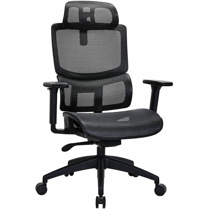 Image of Lorell 63200 Ripley All-Mesh High-Back Chair with Articulating Lumbar Support, Mesh Back Material, High Back, Black, Mesh, 1 Each