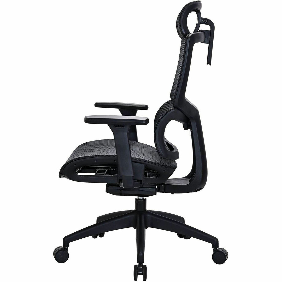 Image of Lorell 63200 Ripley All-Mesh High-Back Chair with Articulating Lumbar Support, Mesh Back Material, High Back, Black, Mesh, 1 Each