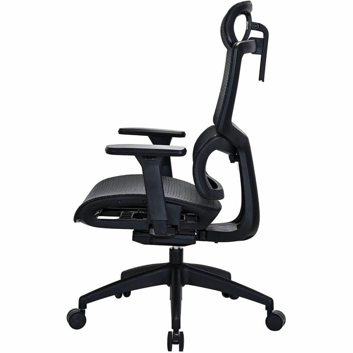 Image of Lorell 63200 Ripley All-Mesh High-Back Chair with Articulating Lumbar Support, Mesh Back Material, High Back, Black, Mesh, 1 Each