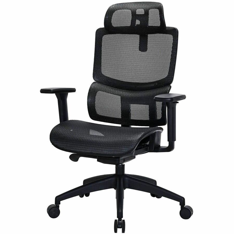 Image of Lorell 63200 Ripley All-Mesh High-Back Chair with Articulating Lumbar Support, Mesh Back Material, High Back, Black, Mesh, 1 Each