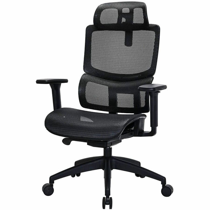 Image of Lorell 63200 Ripley All-Mesh High-Back Chair with Articulating Lumbar Support, Mesh Back Material, High Back, Black, Mesh, 1 Each