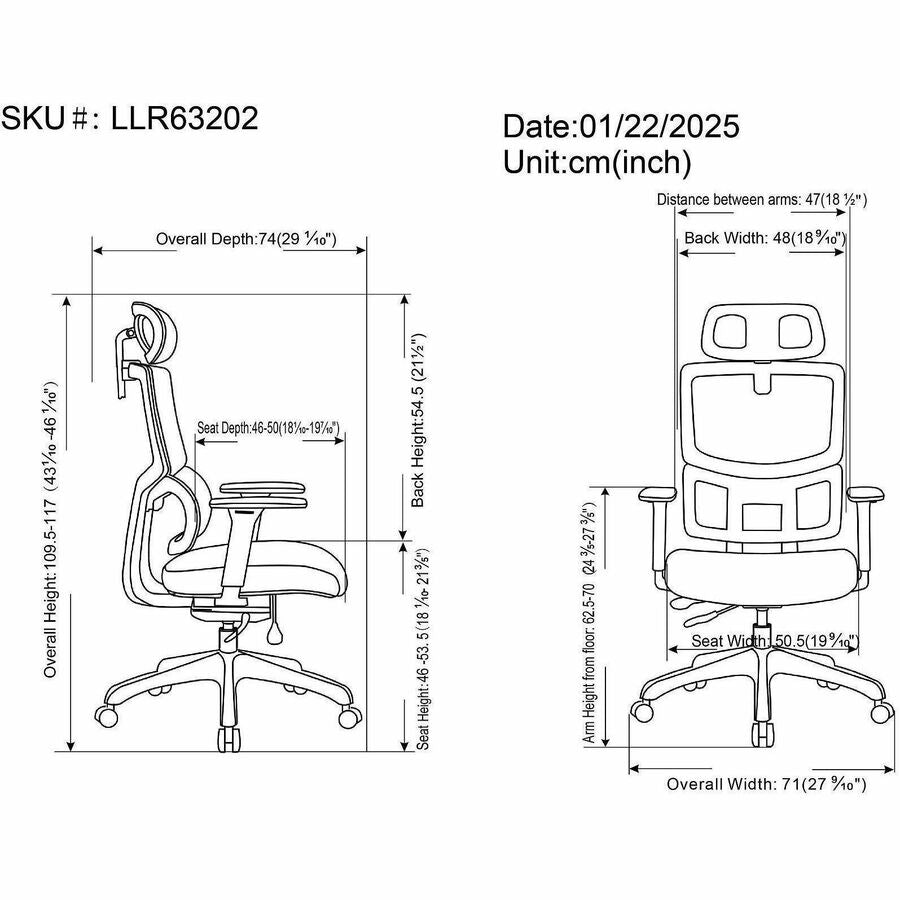 Image of Lorell 63202 Ripley High Mesh-Back Chair with Articulating Lumbar Support, High Back, Black, Fabric, Mesh, 1 Each