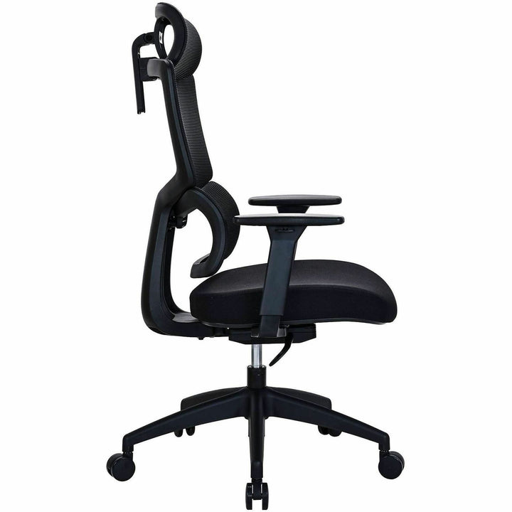 Image of Lorell 63202 Ripley High Mesh-Back Chair with Articulating Lumbar Support, High Back, Black, Fabric, Mesh, 1 Each