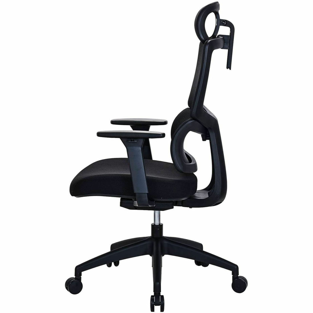 Image of Lorell 63202 Ripley High Mesh-Back Chair with Articulating Lumbar Support, High Back, Black, Fabric, Mesh, 1 Each
