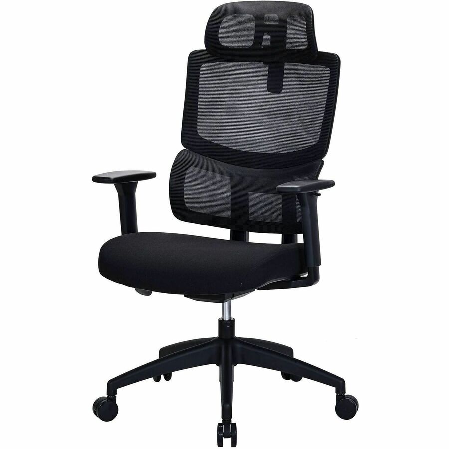 Image of Lorell 63202 Ripley High Mesh-Back Chair with Articulating Lumbar Support, High Back, Black, Fabric, Mesh, 1 Each