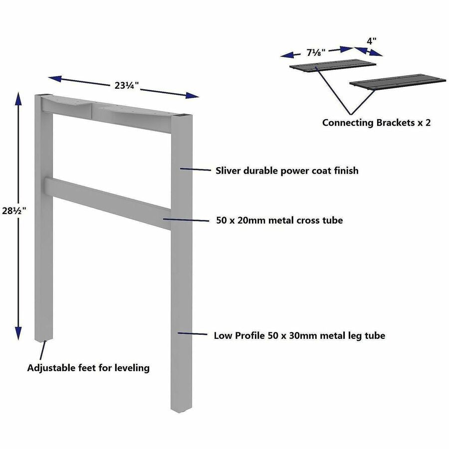 Image of Lorell 16285 Adjustable Table Leg Bases & Returns, Assembly Required, Silver, 1 Each