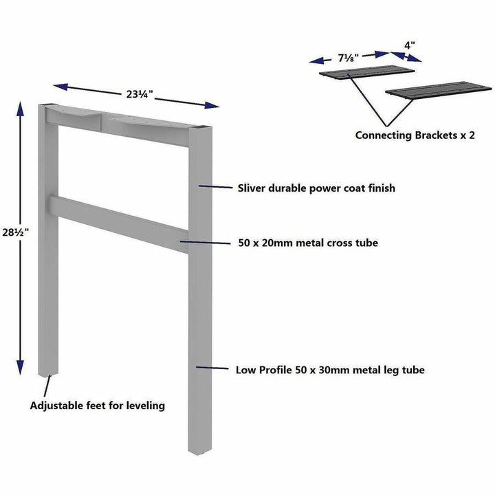 Image of Lorell 16285 Adjustable Table Leg Bases & Returns, Assembly Required, Silver, 1 Each