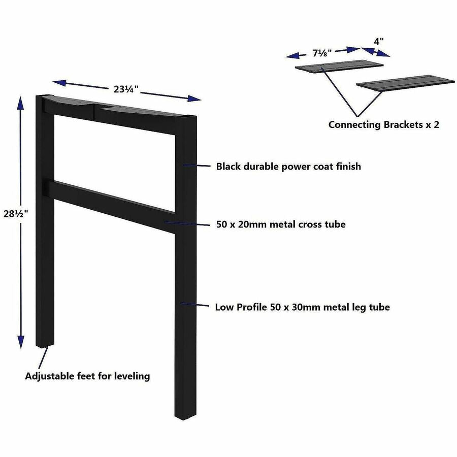 Image of Lorell 16282 Adjustable Table Leg Bases & Returns, Assembly Required, Black, 1 Each