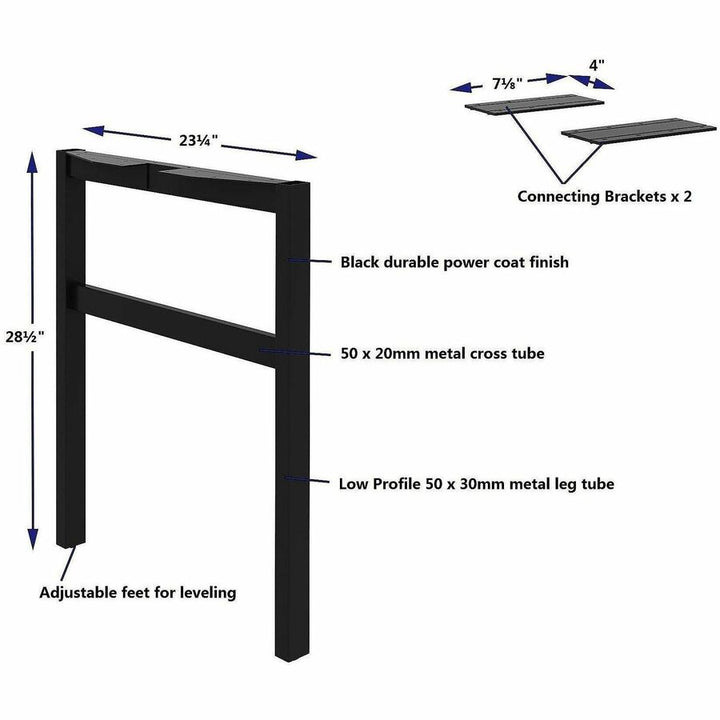 Image of Lorell 16282 Adjustable Table Leg Bases & Returns, Assembly Required, Black, 1 Each