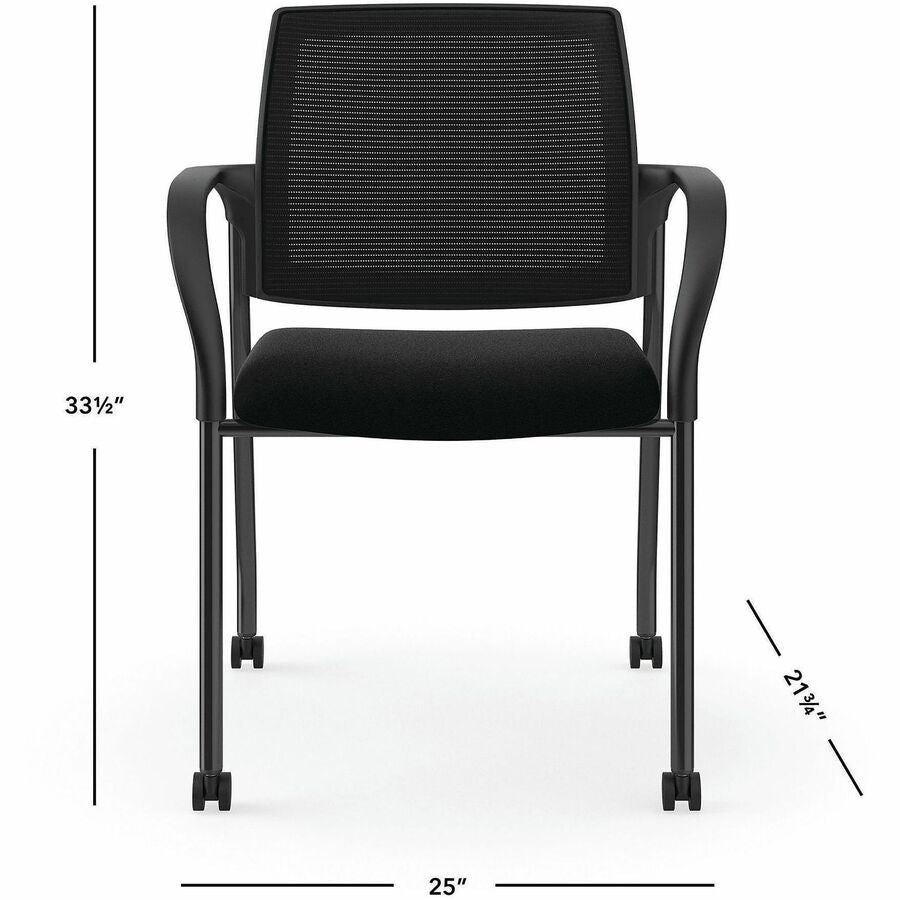 Image of HON IS107HIMCU10 Ignition Mesh Back/Mobile MP Stacking Chair, Foam Seat Material, Mesh Back Material, Four-legged Base, Black, 1 Each