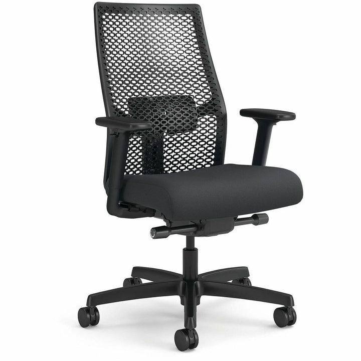 Image of HON® Ignition 2.0 ReActiv Mid-Back Task Chair, 17.25" to 21.75" Seat Height, Basalt Vinyl Seat, Charcoal Back, Black Base