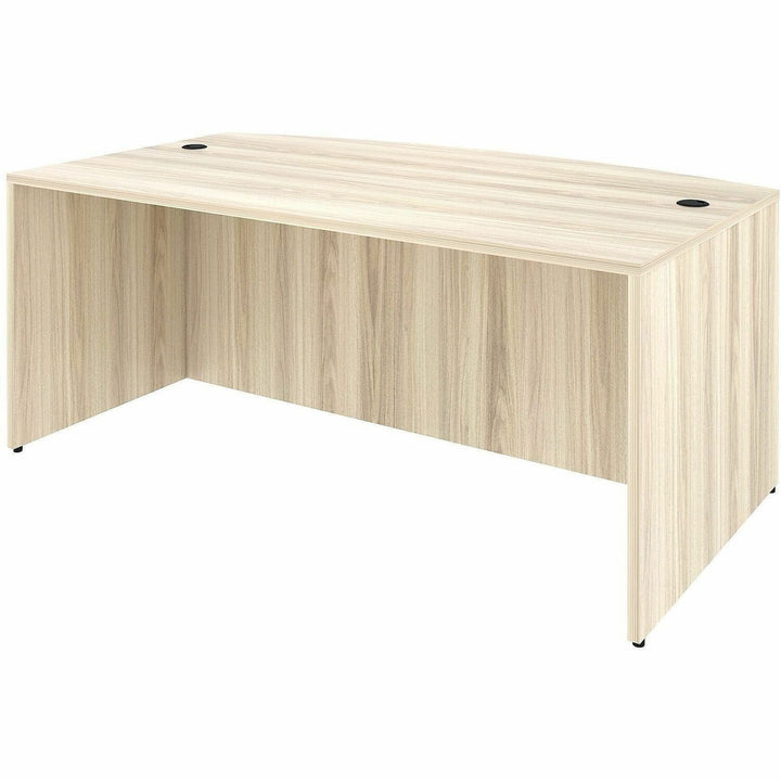 Image of Lorell 66300 Essentials Bowfront Desk Shell, Bow Top, Assembly Required, Modern Elm, 1 Each