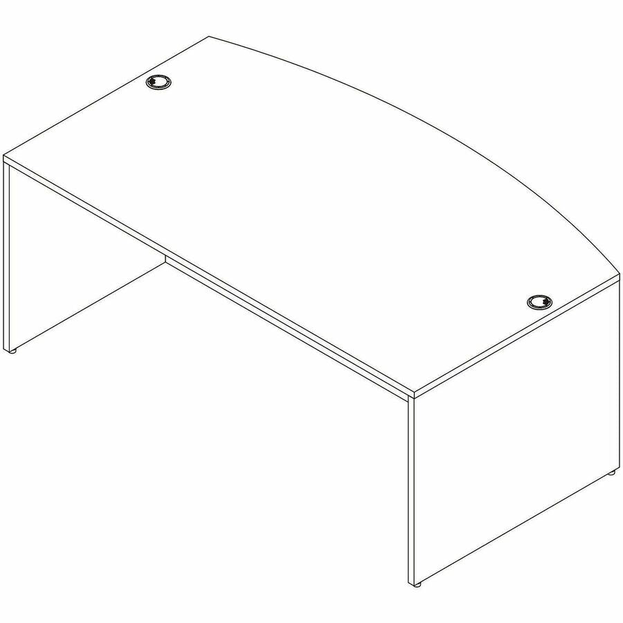 Image of Lorell 66300 Essentials Bowfront Desk Shell, Bow Top, Assembly Required, Modern Elm, 1 Each