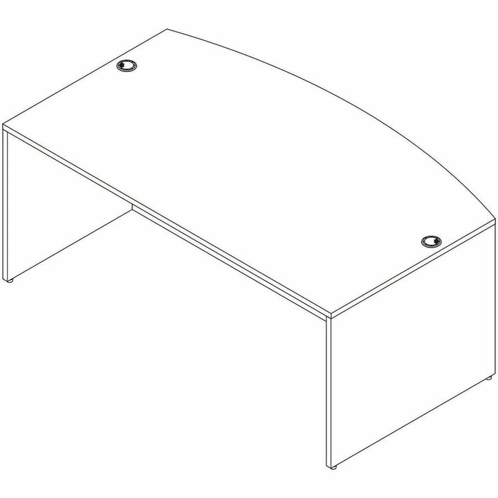 Image of Lorell 66300 Essentials Bowfront Desk Shell, Bow Top, Assembly Required, Modern Elm, 1 Each