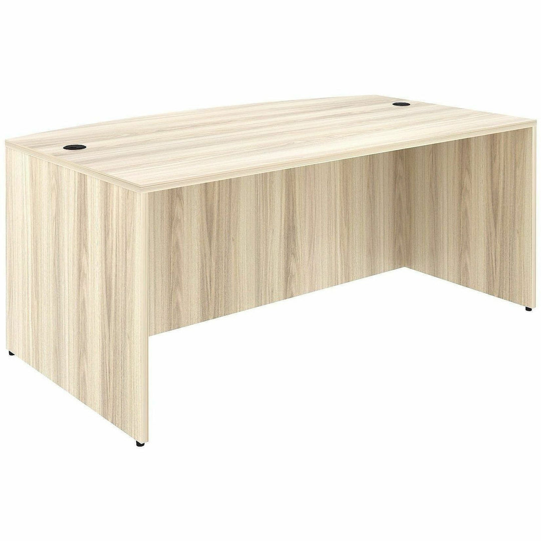 Image of Lorell 66300 Essentials Bowfront Desk Shell, Bow Top, Assembly Required, Modern Elm, 1 Each
