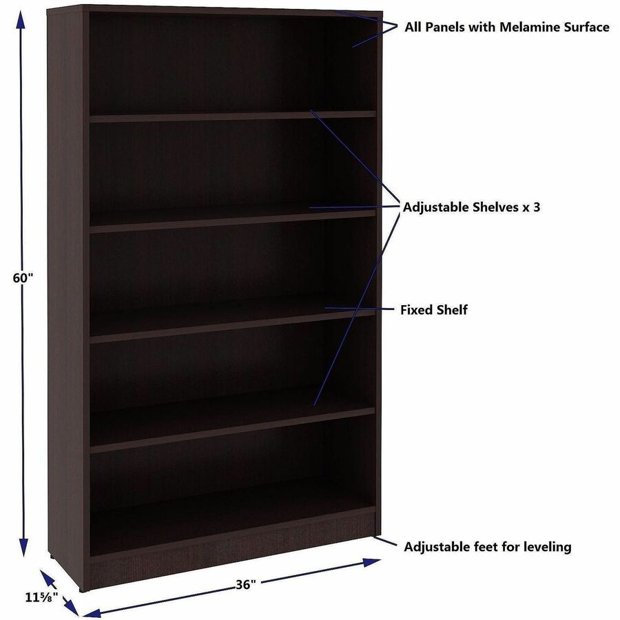 Image of Lorell 18250 Essentials Espresso Laminate Bookcase