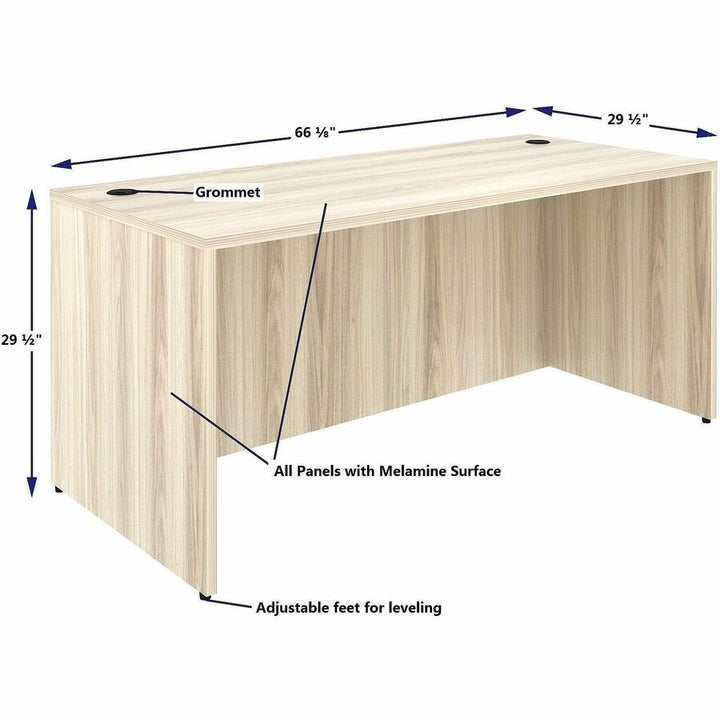 Image of Lorell 66303 Essentials Retangular Desk Shell, Assembly Required, Modern Elm, 1 Each